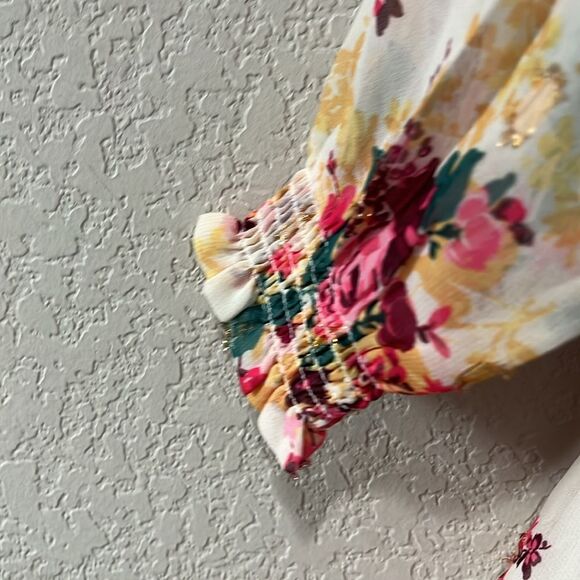 JANIE AND JACK Cream And Sugar Floral Floral Chiffon Dress, Magenta, Size 4 - Picture 6 of 11